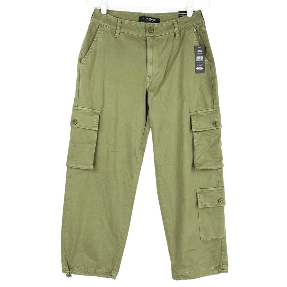 Liverpool Olive Green Cargo Cropped Pants